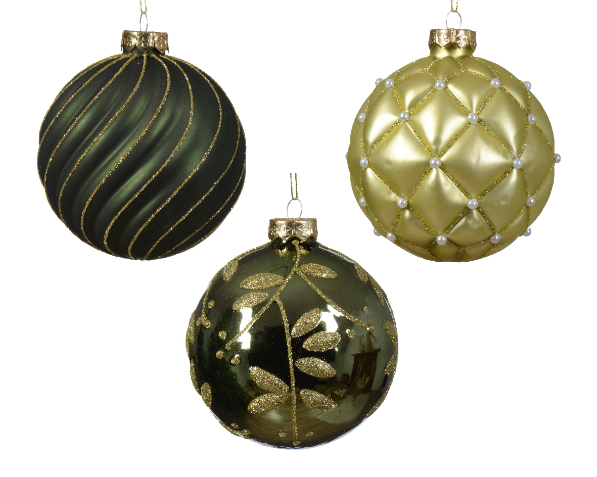 Decoris Kerstbal glas d10 cm groen ass kerst - 