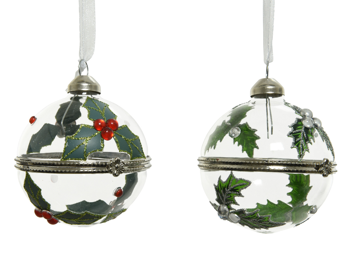 Decoris Kerstbal glas cadeau deco d6 cm assorti - 