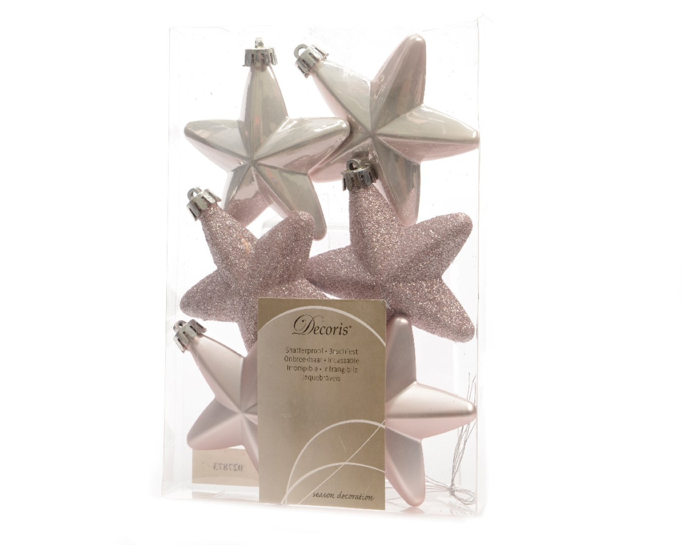 Ksd Ster plastic glans-mat-glitter/7.5cm/poeder roze - 