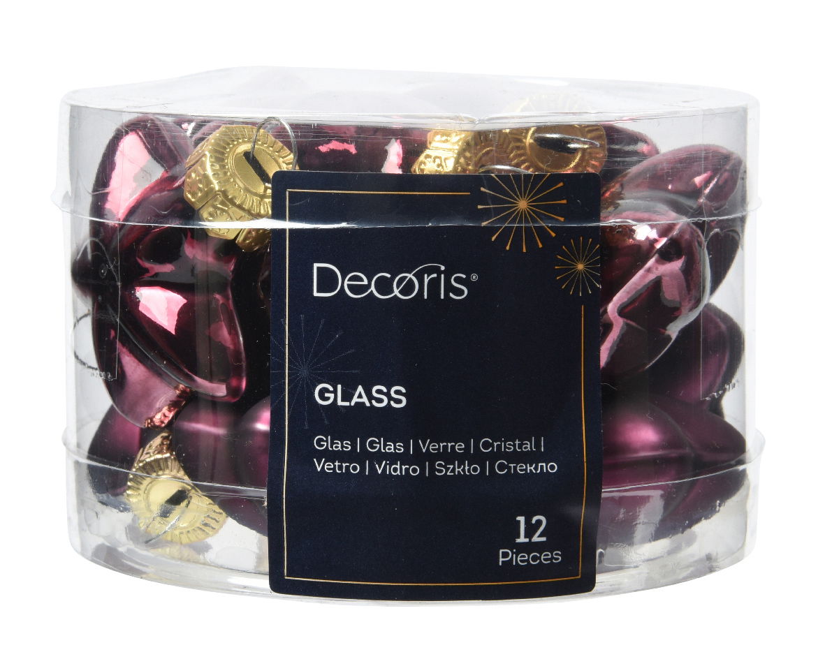 Decoris Ster glas l2b4.5h4 cm d.mv 12st - 