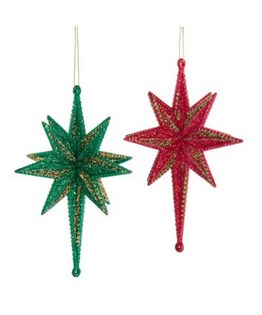 Kurt s adler Plastic red green 3d star ornament 6.3 inch - 