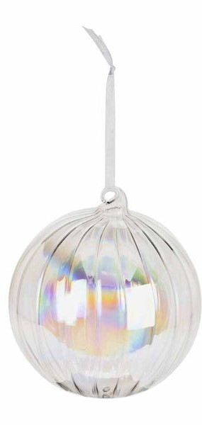 Nampook Kerstbal Streep 10 cm Pearl - 