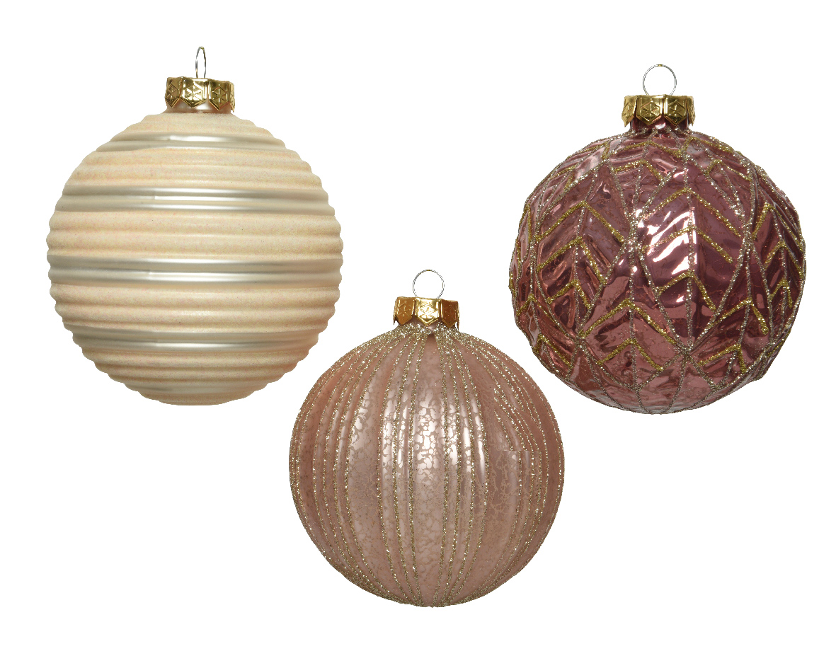 Ksd Kerstbal glas d10cm roze a3 - 