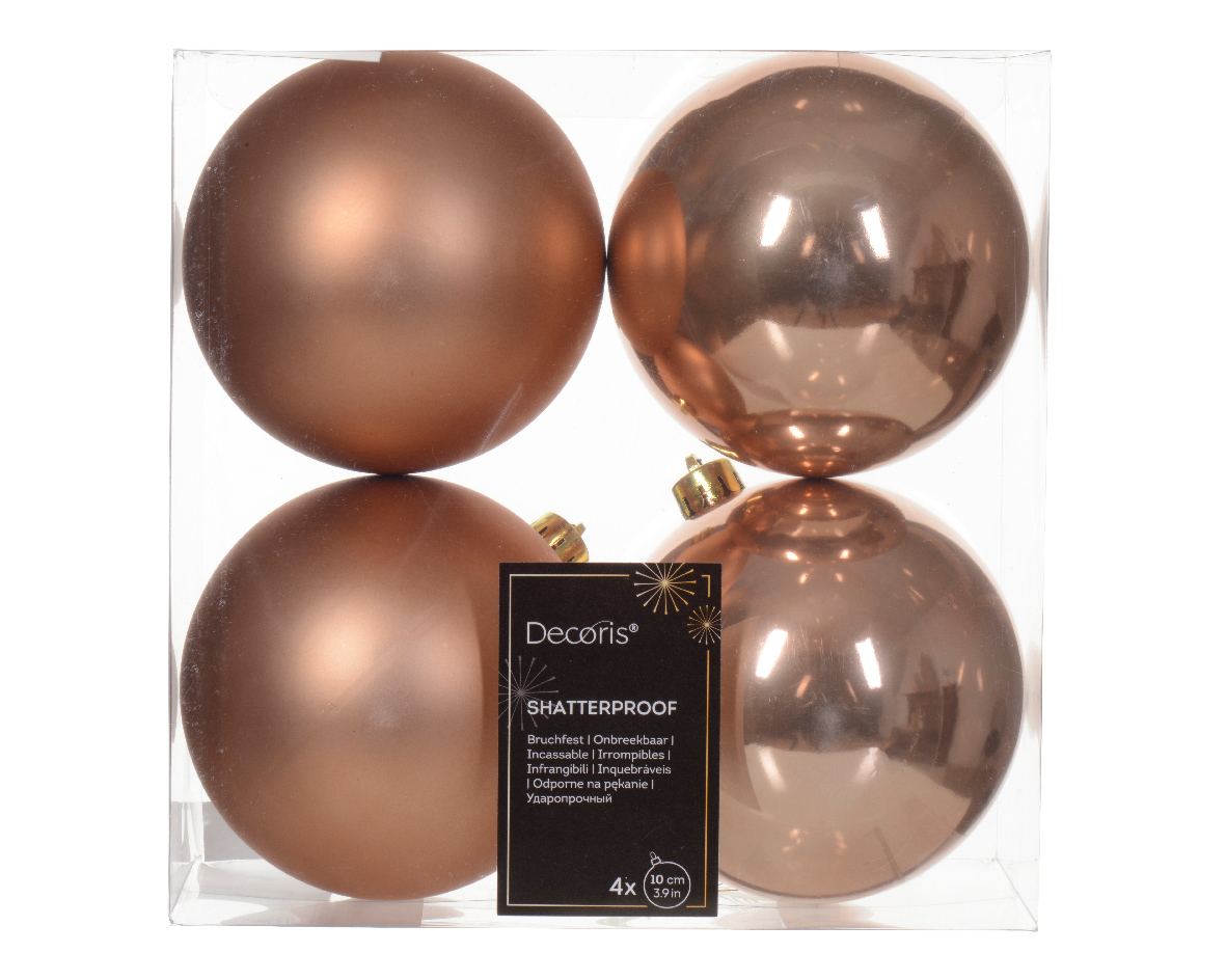 Decoris Kerstbal kunststof d10 cm rose 4st kerst - 