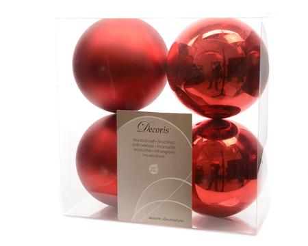 Ksd 4 kerstballen kerstrood 100 mm - 