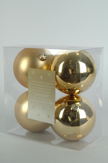 Ksd 4 kerstballen licht goud 100 mm - 