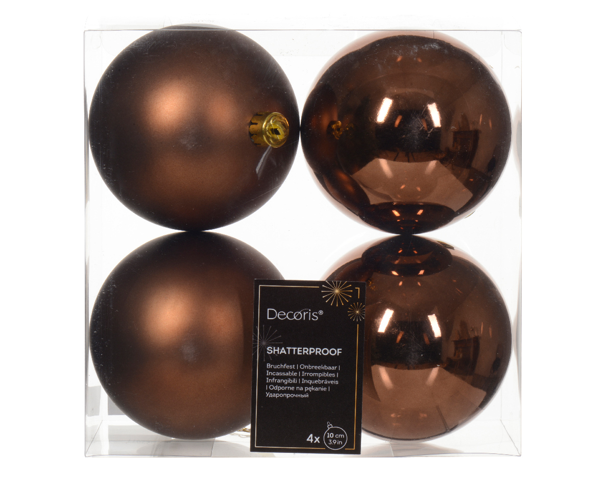 Decoris Kerstbal kunststof d10 cm esprss 4st kerst - 