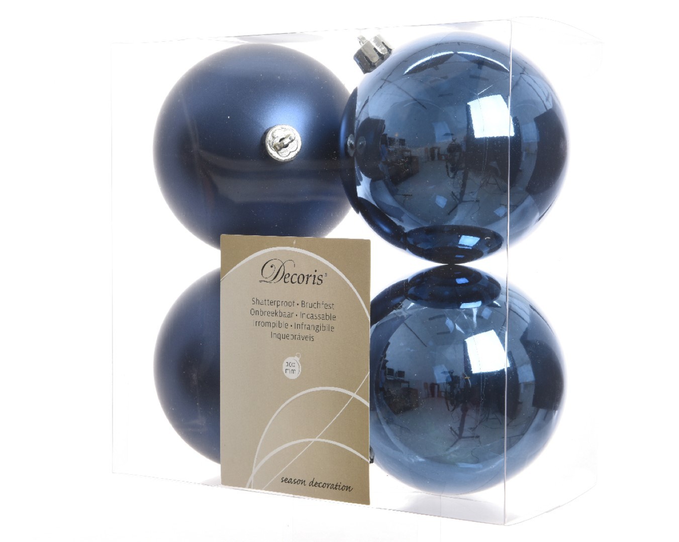 Ksd Kerstbal plastic glans-mat diameter 10cm nacht blauw - 