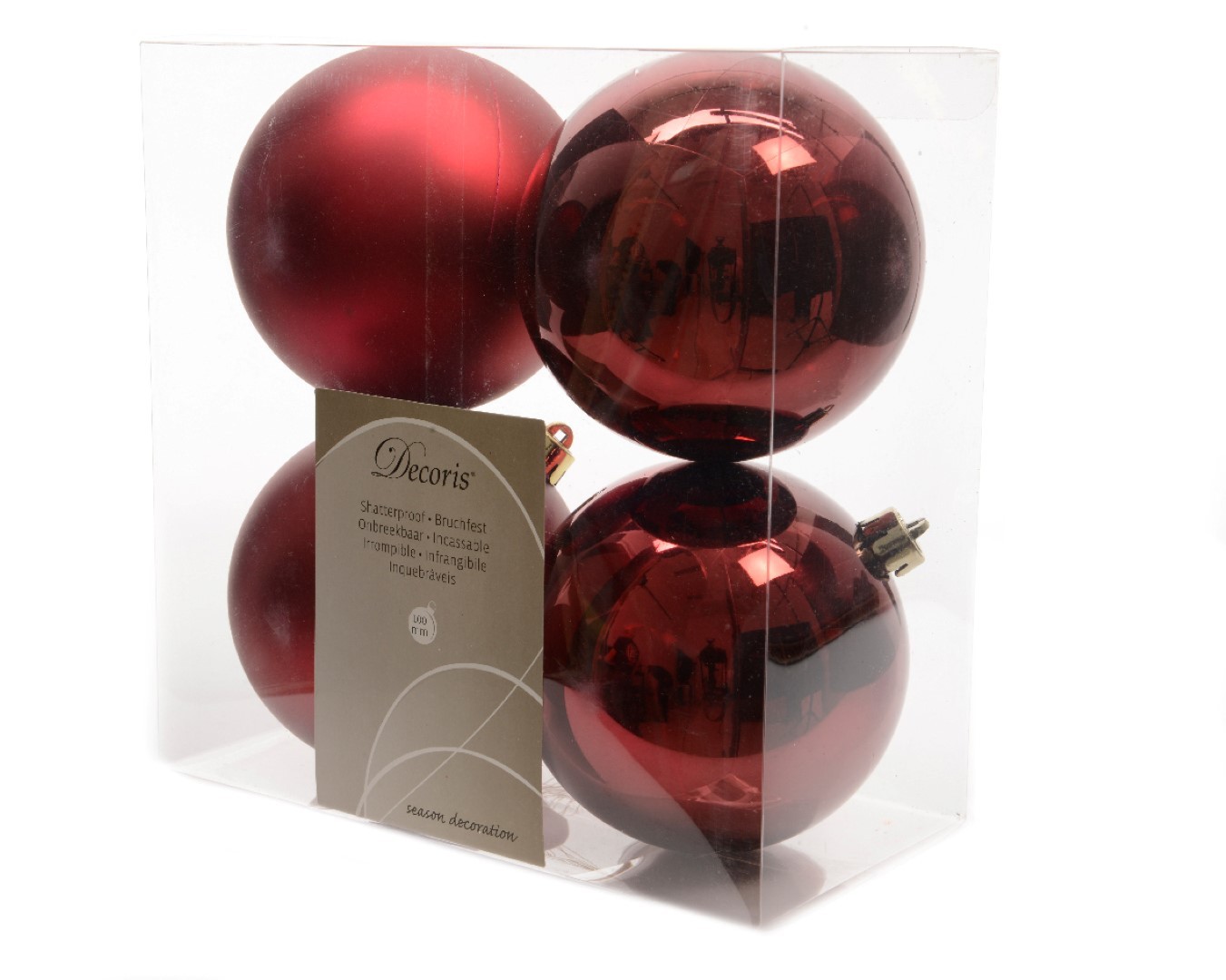 Ksd Kerstbal plastic glans-mat/100mm/ossenbloed - 