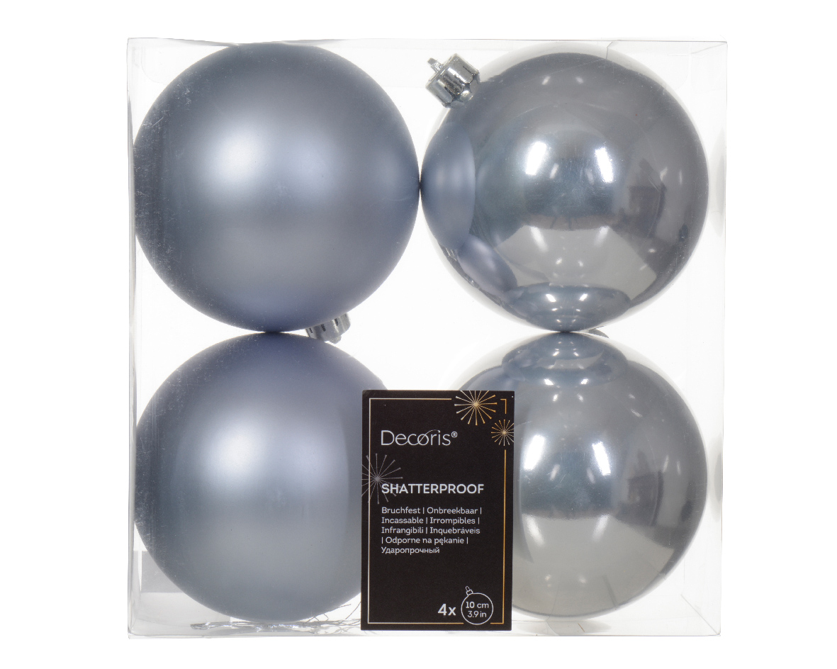 Decoris Kerstbal kunststof d10 cm mblw 4st kerst - 