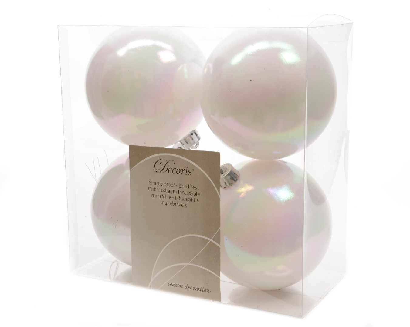 Ksd Kerstbal plastic emaille 100mm wit iris - 