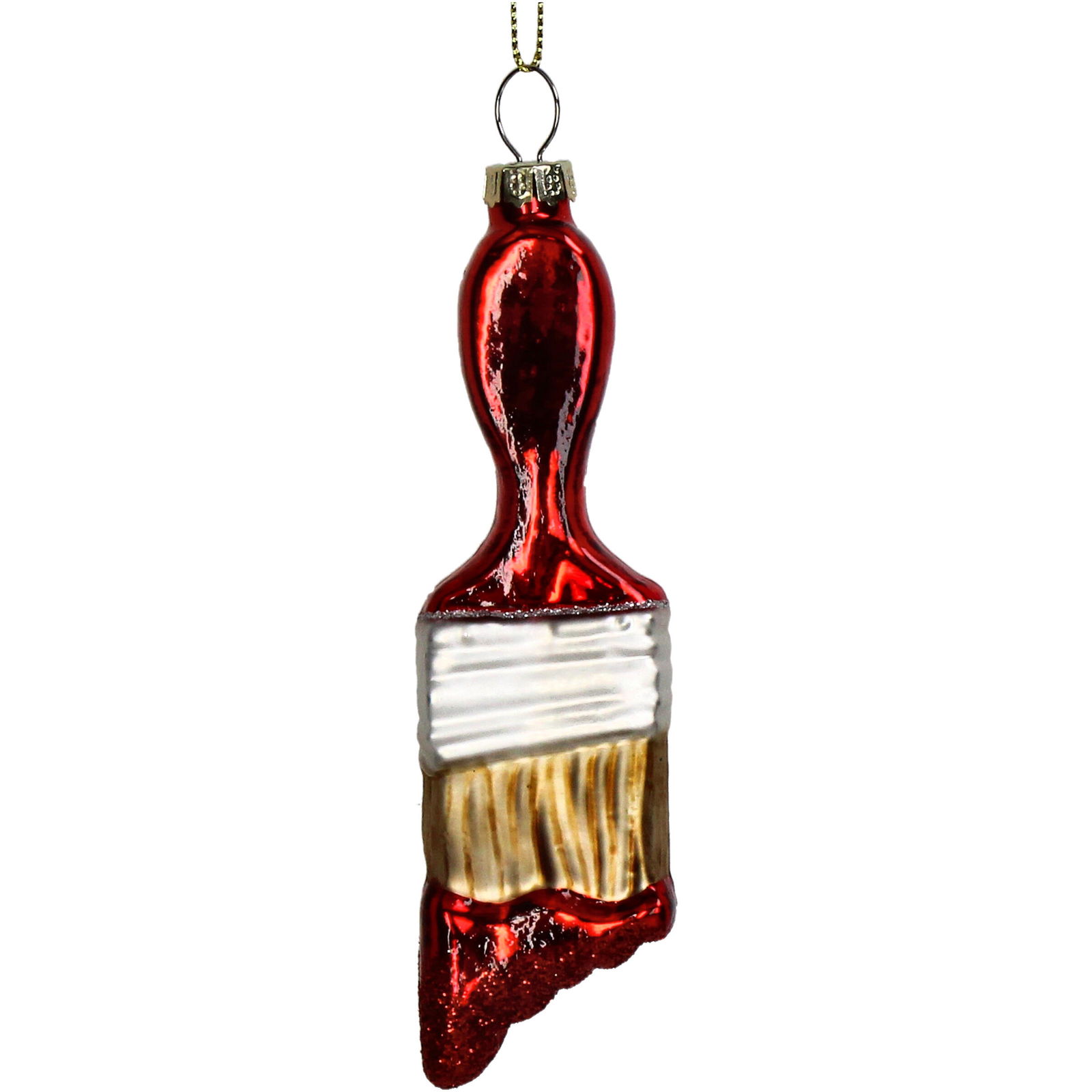 Hd collection Ornament kerstbal Verfkwast Glas Rood 14 cm - 