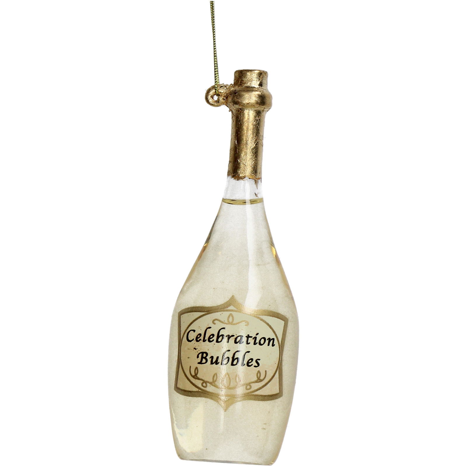 Hd collection Ornament kerstbal Champagnefles Glas Helder 14 cm - 