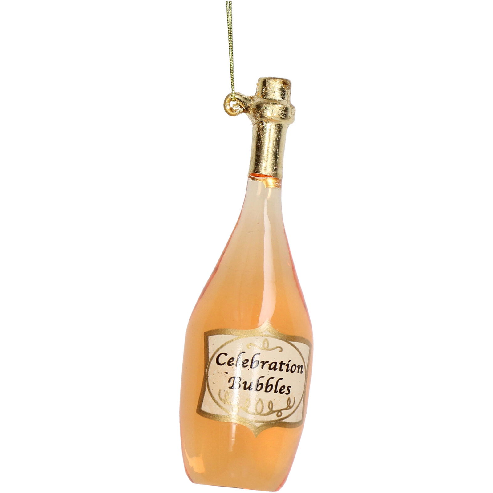 Hd collection Ornament kerstbal Champagnefles Glas Helder 14 cm - 