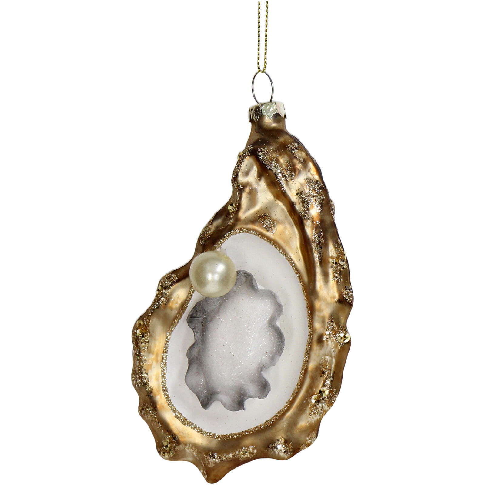 Hd collection Ornament kerstbal Oester glas goud 14 cm - 