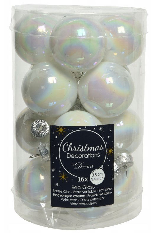 Ksd Kerstballen glas dia. 3,5 cm white/iris - 