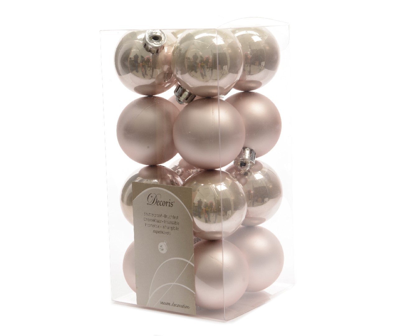 Ksd Kerstbal plastic glans-mat/40mm/poeder roze - 
