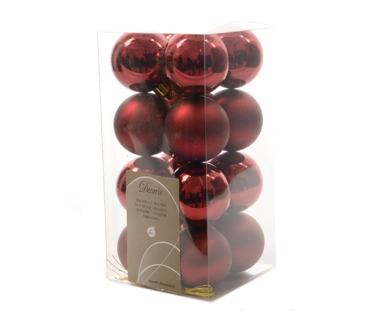 Ksd Kerstbal plastic glans-mat/40mm/ossenbloed - 