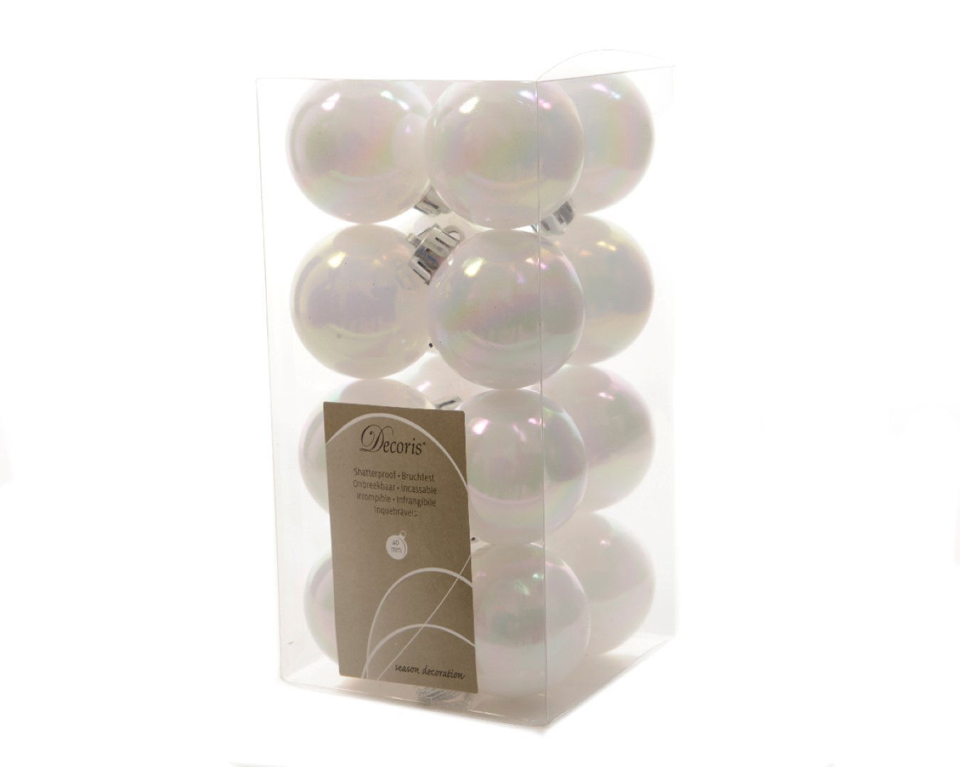 Ksd Kerstbal plastic emaille/40mm/wit/iris - 
