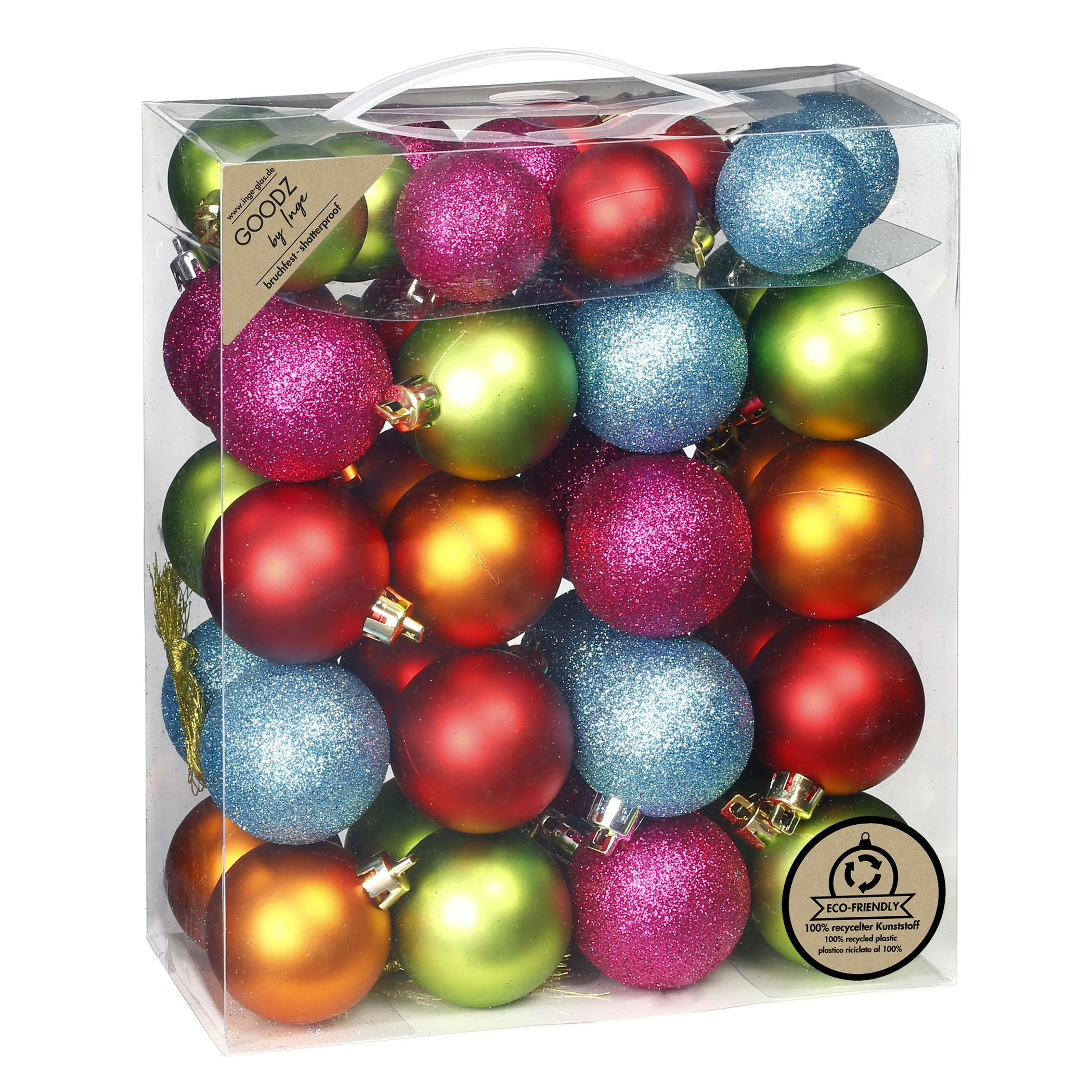 Inge-glas Inge Christmas kerstballen - 44x - gekleurd - kunststof - mix -