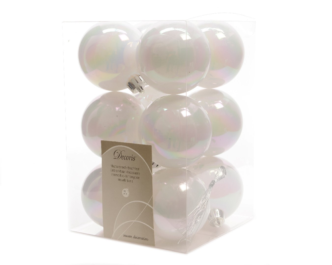 Ksd Kerstbal plastic emaille 60mm wit iris - 