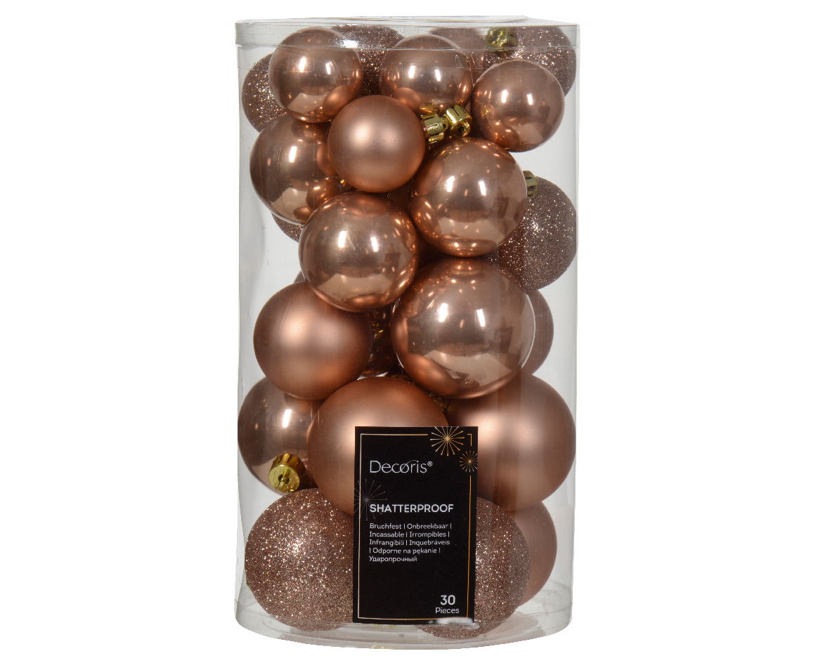 Decoris Kerstbal kunststof d6 cm rose 30st kerst - 