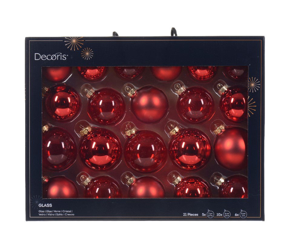 Decoris Kerstbal glas d7 cm krd ass 21st I kerst - 
