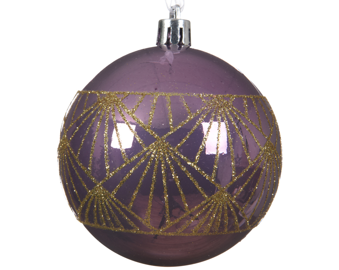 Ksd Kerstbal plc grafisch d8cm w.lila - 