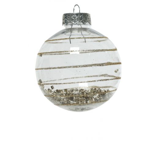 Decoris Kerstbal plc d8cm glitter beige a3 - 