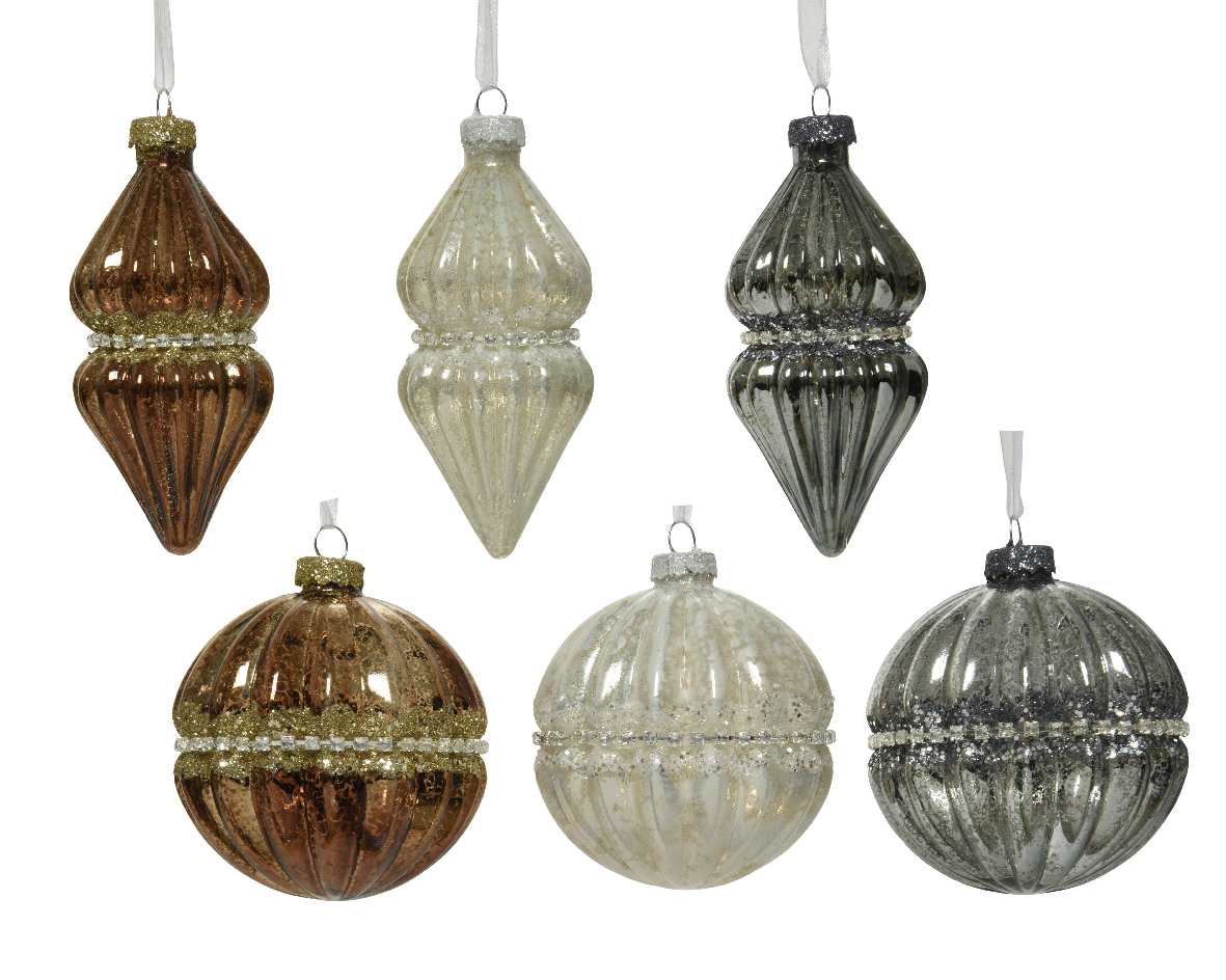 Ksd Kerstbal glas d8cm wt/gd/zlv a6 - 