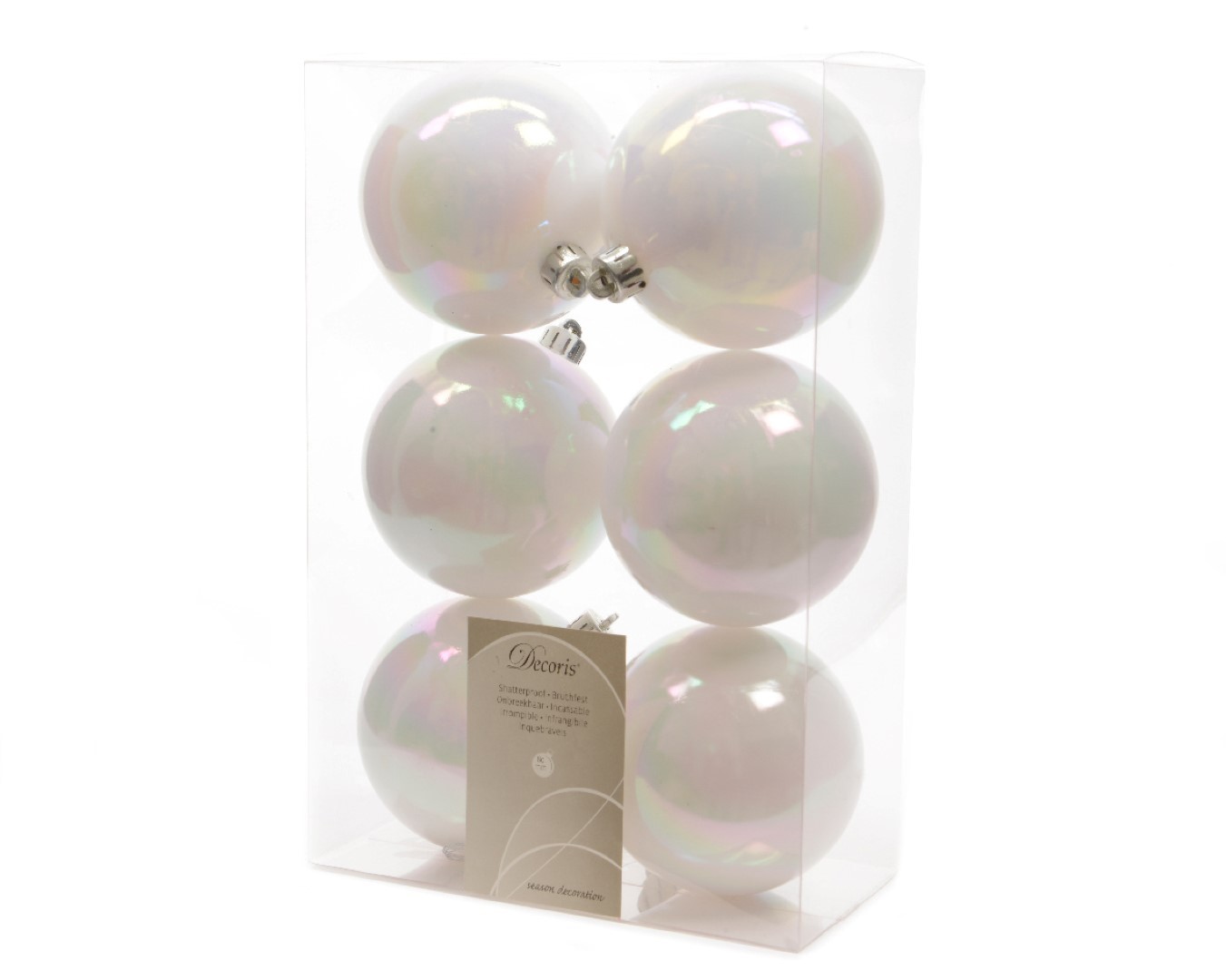 Ksd Kerstbal plastic emaille 80mm wit iris - 
