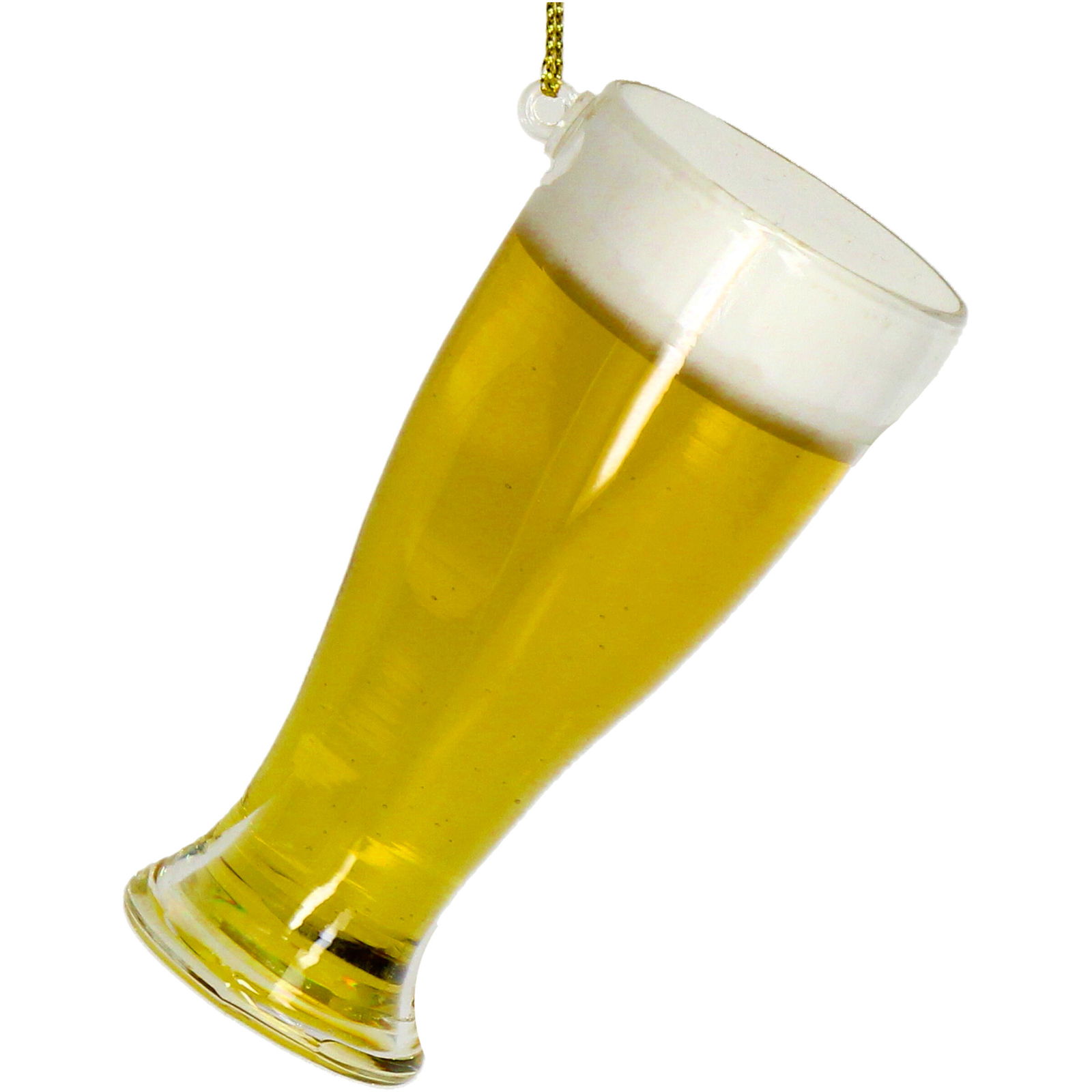 Hd collection Ornament kerstbal Bierglas Glas Geel 9 cm - 