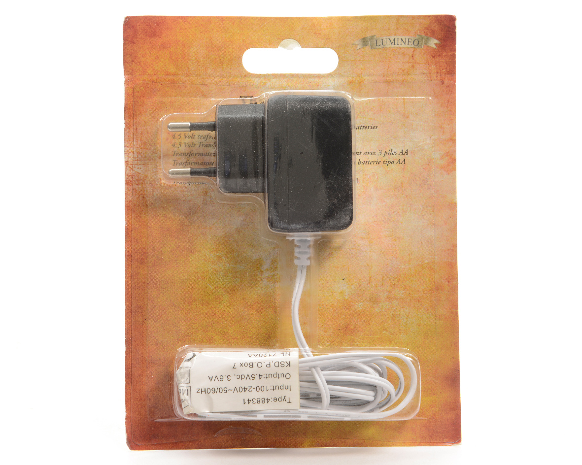 Lumineo 4,5 volt transformator 3,6w zwart - 
