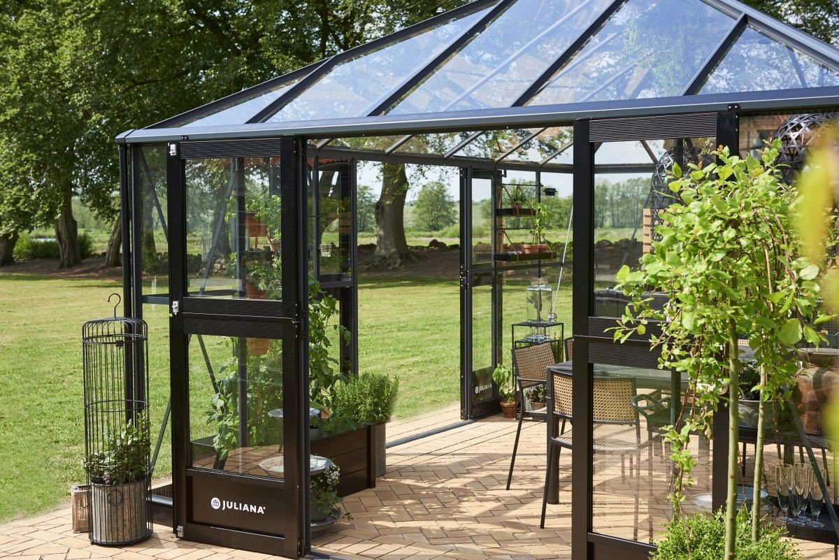 Juliana Extra zwarte deur voor  Grand Oase 13,0 antracietgrijs - 6 secties - aluminium frame