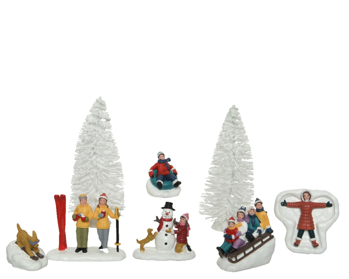 Lumineo beeldjes polyresin d7h15 cm multi 8st kerstverlichting - 