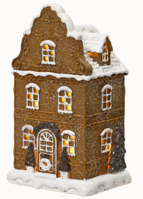 Lumineo Huis l12b10h20.5 cm bruin/warm wit - 