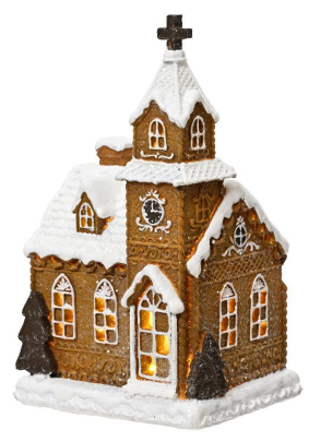 Lumineo Huis l14b12h23.5 cm bruin/warm wit - 