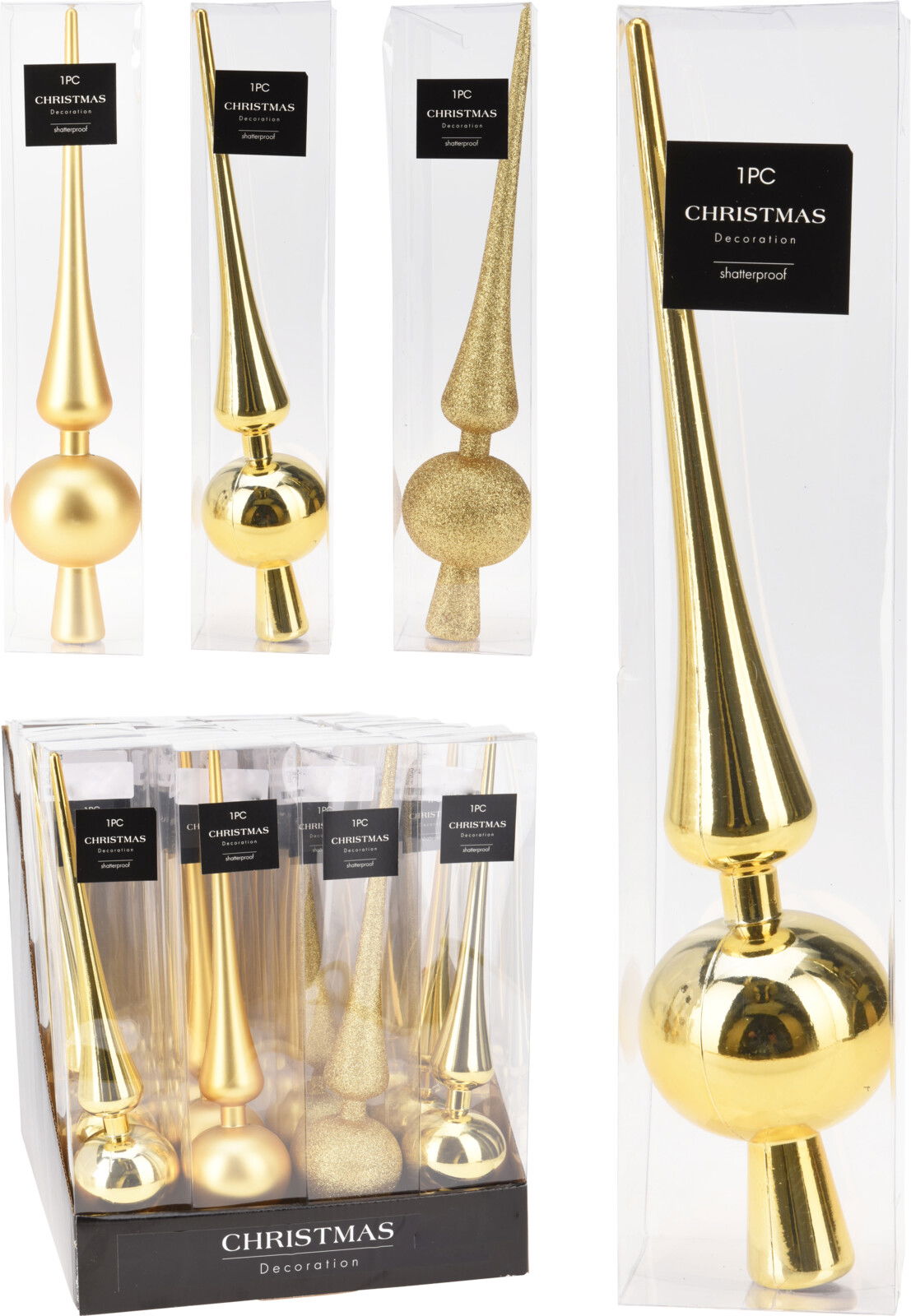 Nampook Piek 275mm goud 3ass kerstversiering - 