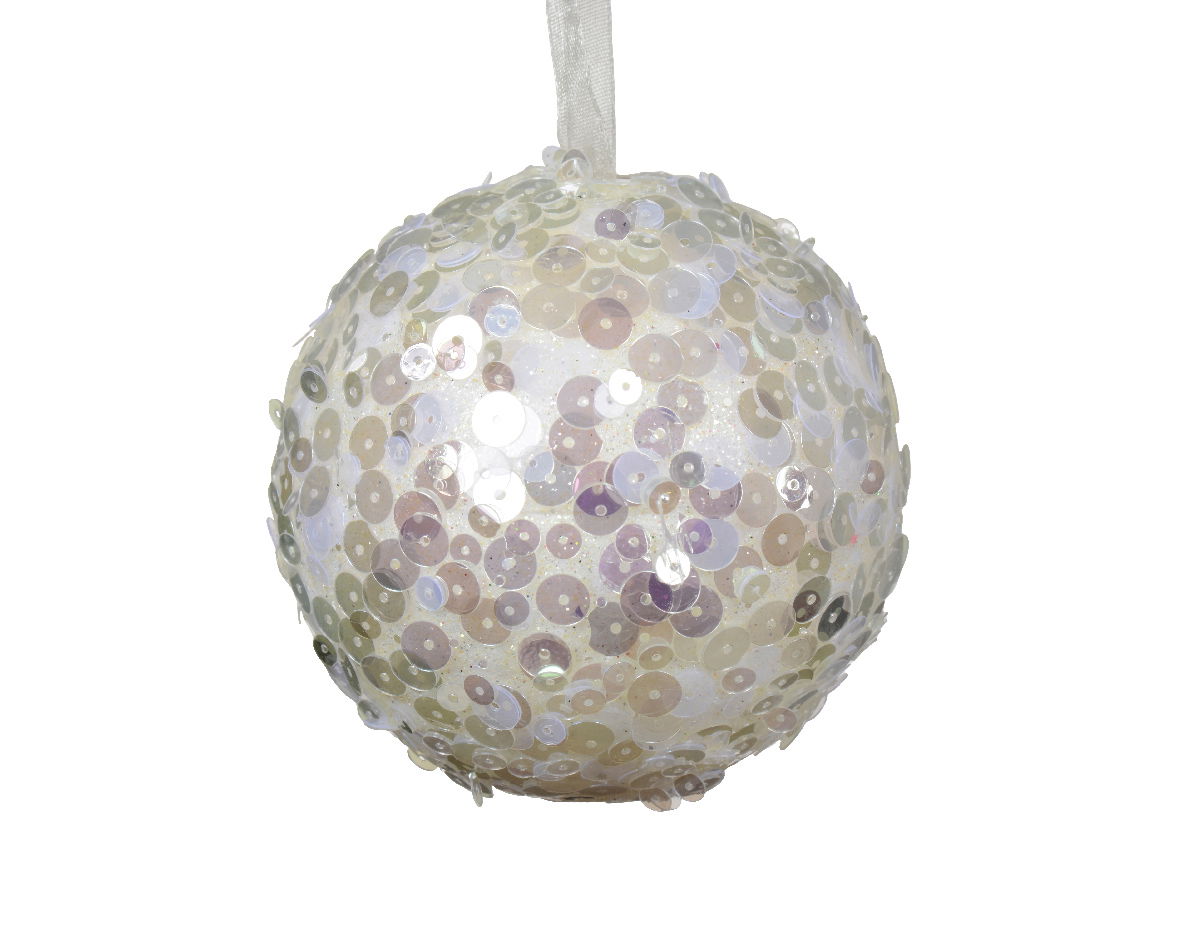Decoris Kerstbal foam d8 cm wolwit - 