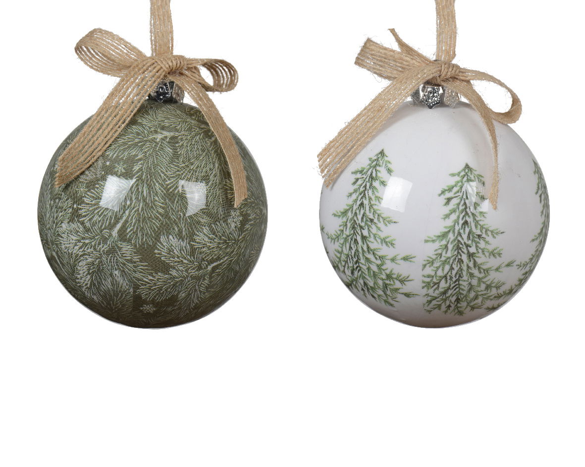 Decoris Kerstbal polyfoam d8h9 cm wit/groen a2 - 