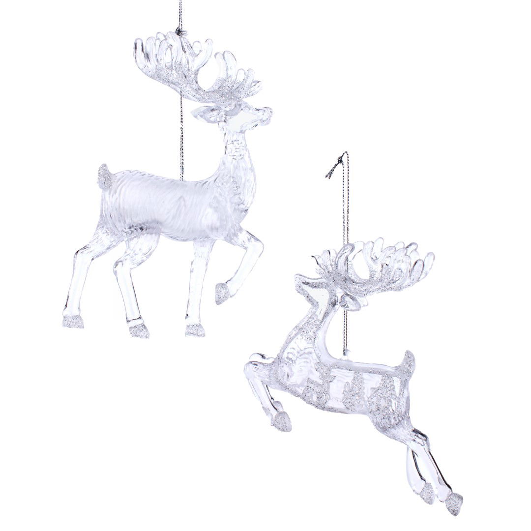 Kurt s adler 4.2-5.5 inch Clear Deer W/Frost Orn 2/A 11,684x10,668x2,032 cm kerstornament - 
