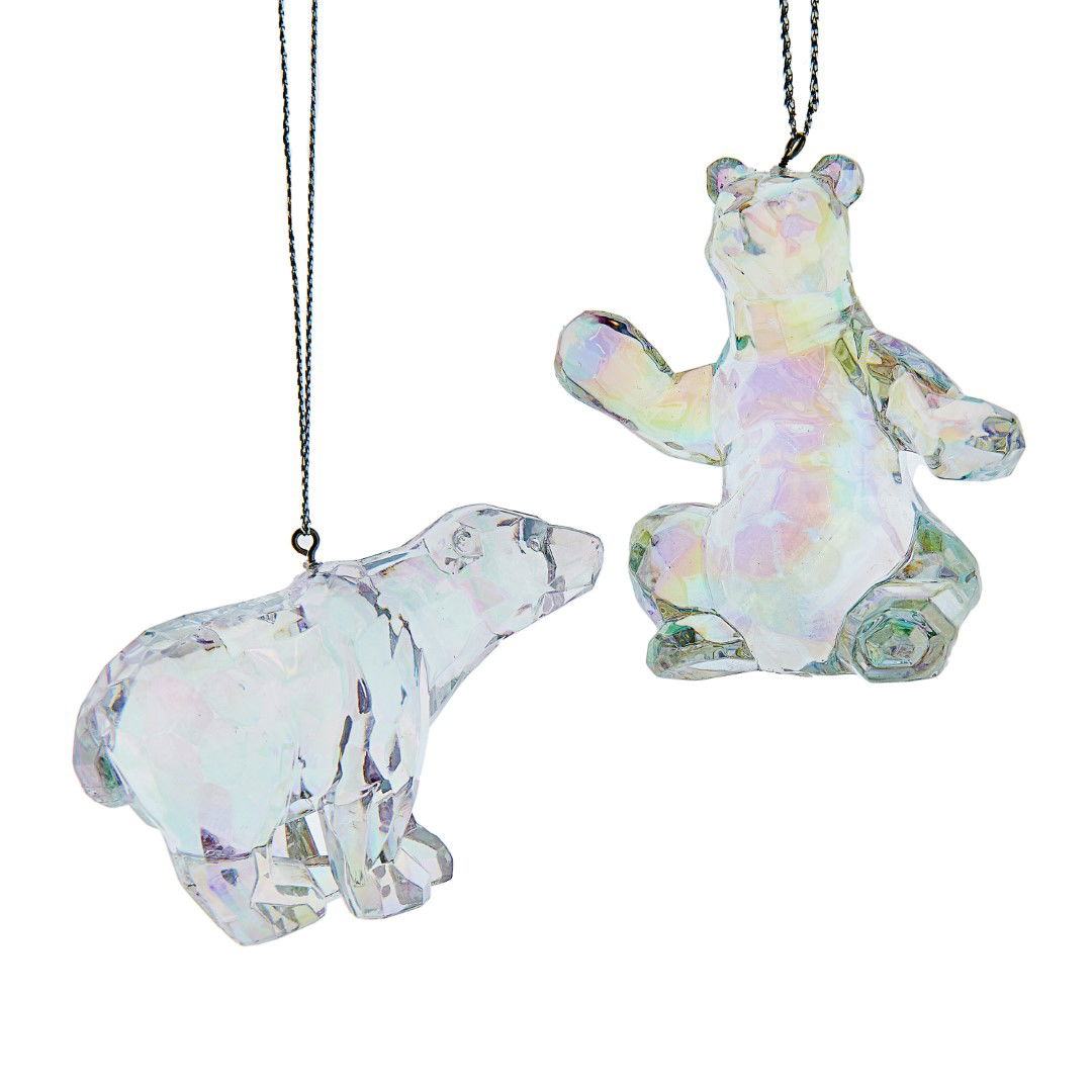 Kurt s adler 3 inch Acrylic Opalescent Bear Orn 2/Asstd. 5x5x10 cm kerstornament - 
