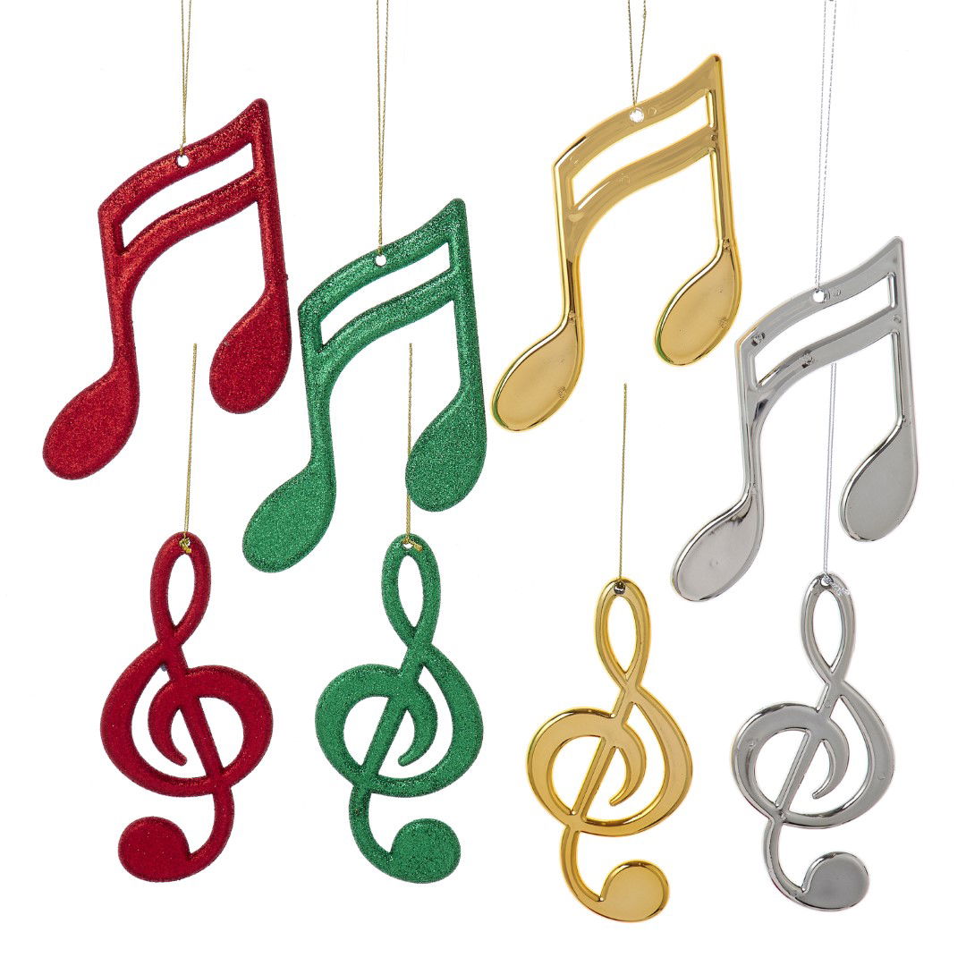 Kurt s adler 4.5 inch Plastic Music Notes Orn 8/Asstd 5x5x10 cm kerstornament - 