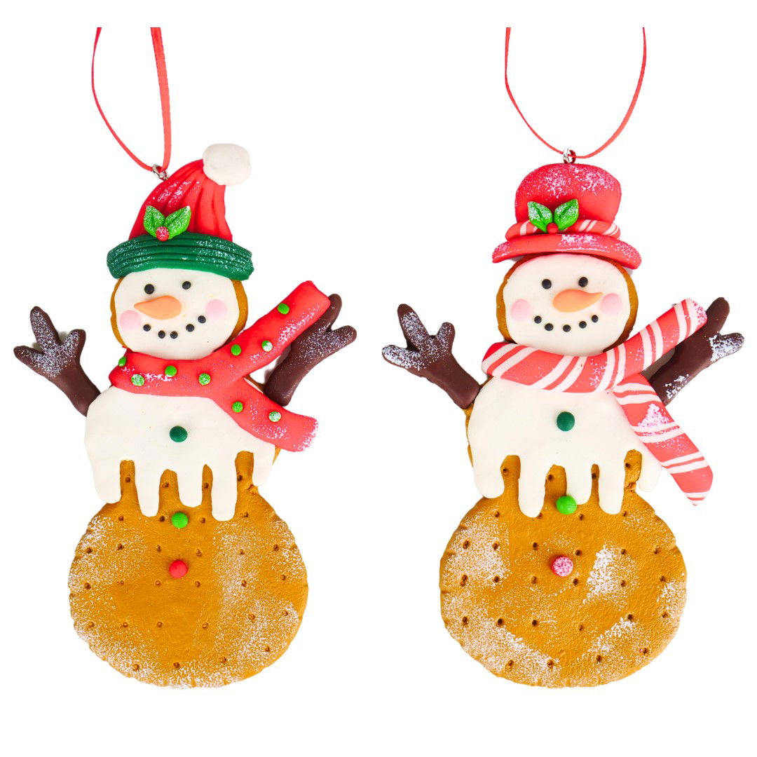 Kurt s adler 4.5 inch H Clay Dough Snowman Cookie Orna X 2. 5x5x10 cm kerstornament - 
