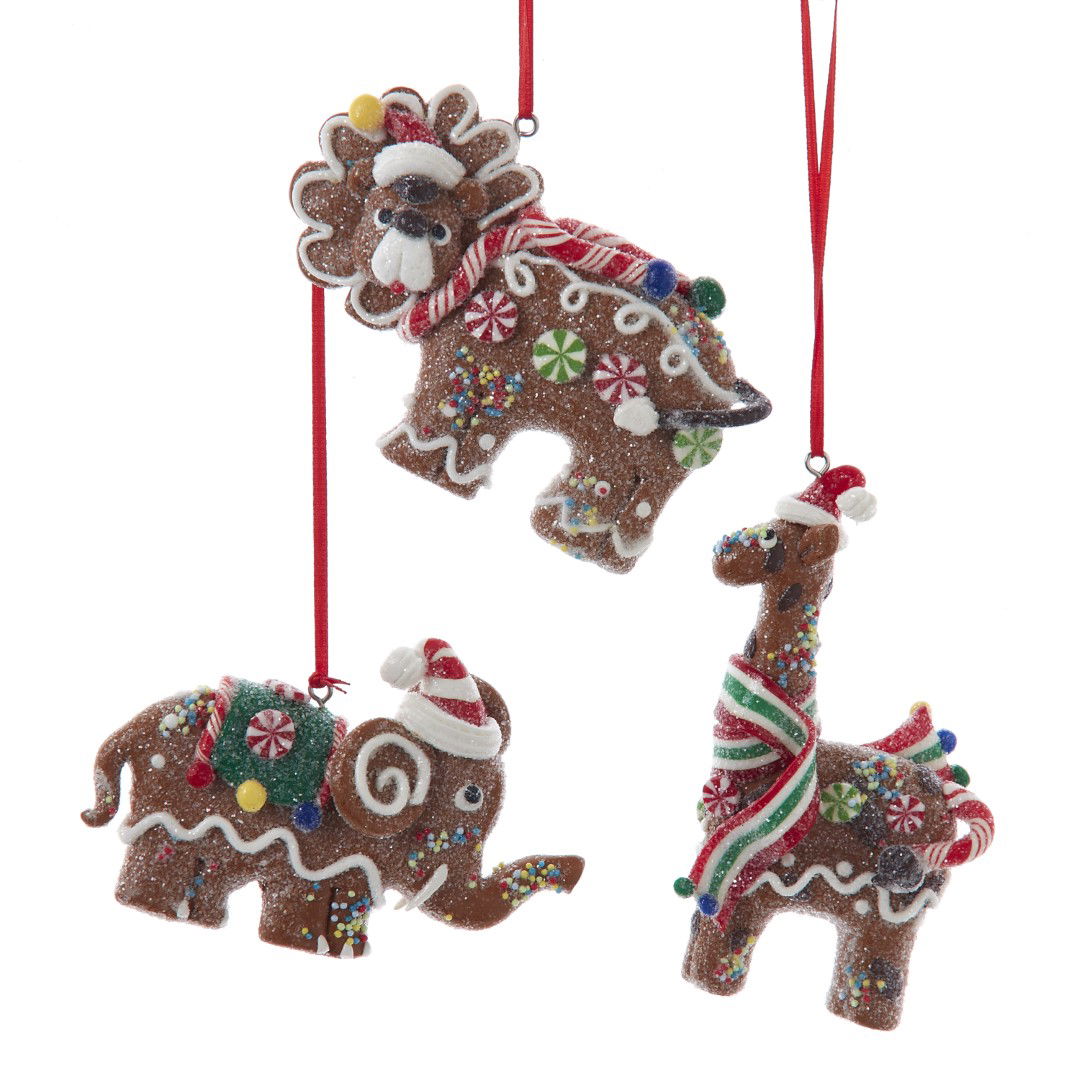 Kurt s adler 3.7-4.1 inch Claydough Gingerbread Animal Orns 3/Asstd 5x5x10 cm kerstornament - 