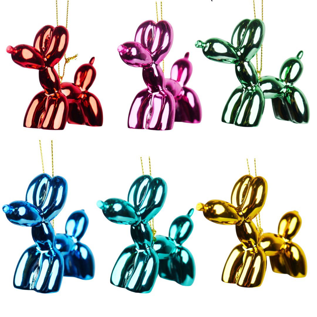 Kurt s adler 3 inch Resin Shiny Colorful Balloon Dog Orn 6/Asstd 5x5x10 cm kerstornament - 