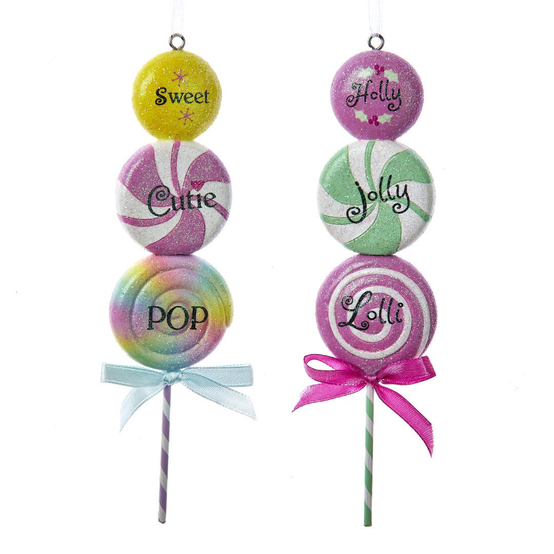Kurt s adler 4 inch Resin Triple Lollipops Orn 2/Asstd. 5x5x10 cm kerstornament - 