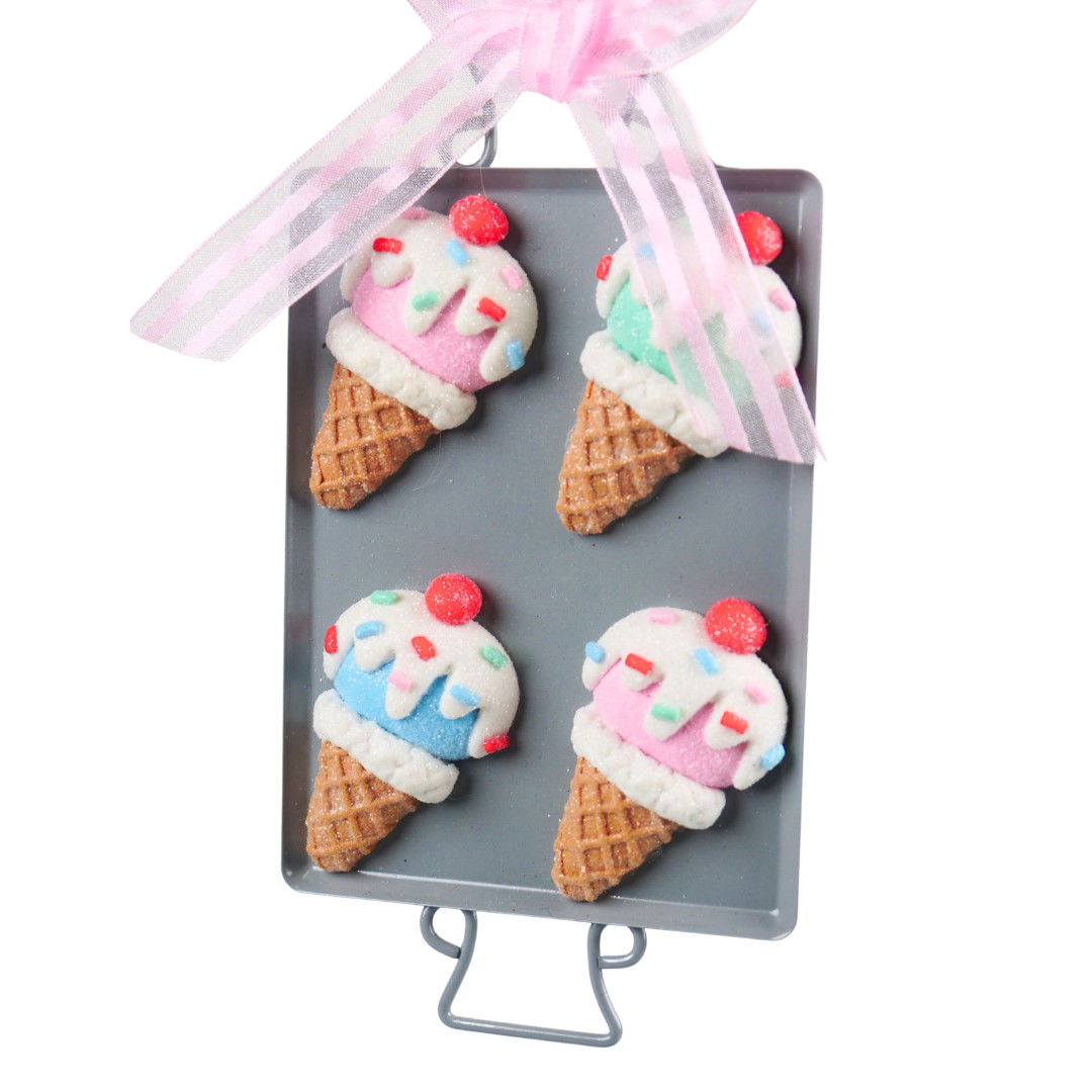 Kurt s adler 6 inch H Clay Dough Ice Cream Cookie W/ Dish Orna X 2. 5x5x10 cm kerstornament - 