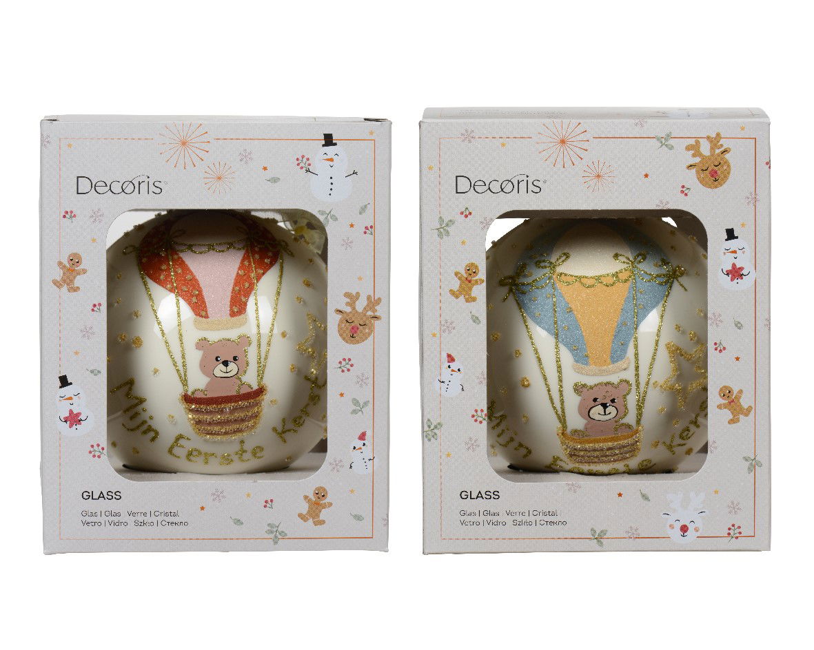Decoris Kerstbal glas d10 cm wolwit a3 X - 