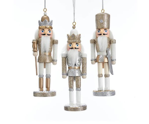 Kurt s adler 6 inch Wooden Champagne, Silver & White 16,002x3,81x3,81 cm kerstornament - 